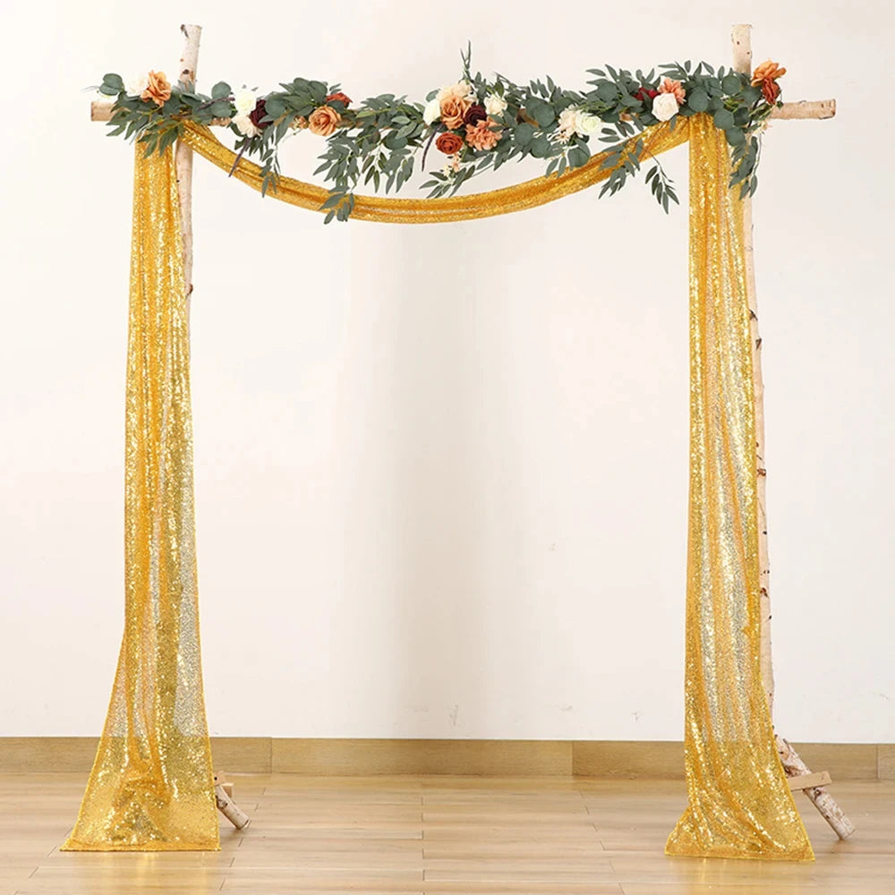 Voilage Arche Mariage Doré à Sequins Chic