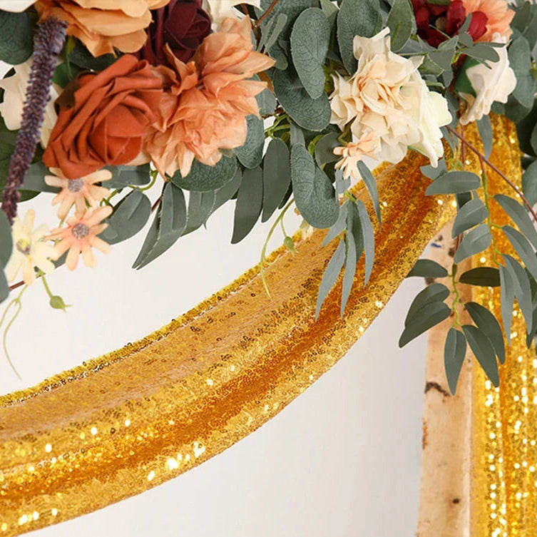 Voilage Arche Mariage Doré à Sequins Unique