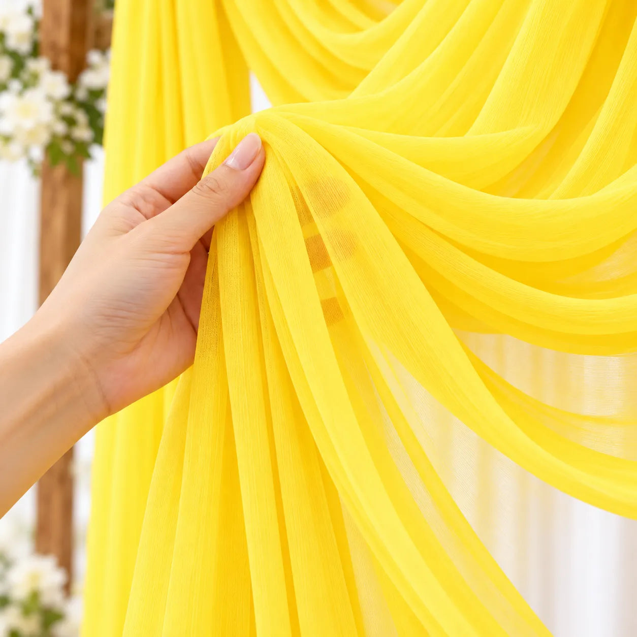Voilage Arche Mariage Jaune raffiné