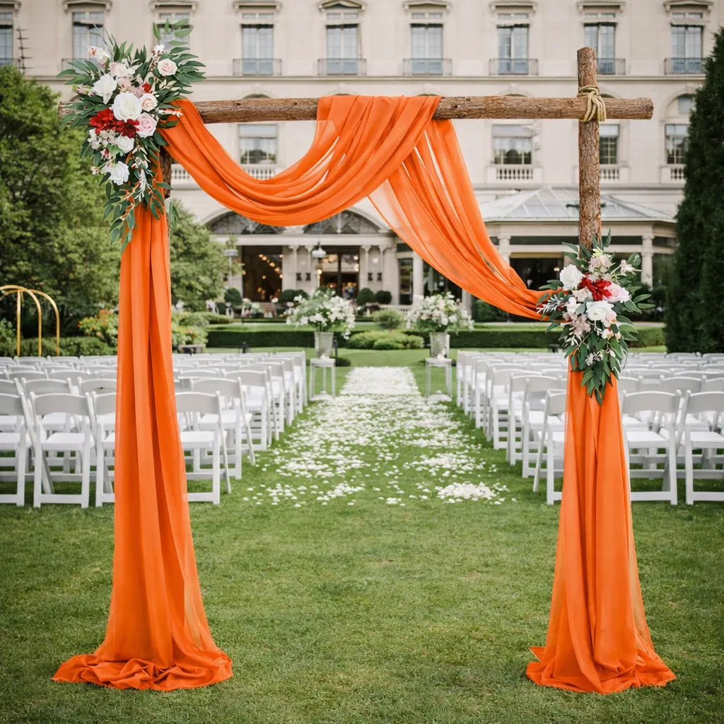 Voilage Arche Mariage Orange en Mousseline