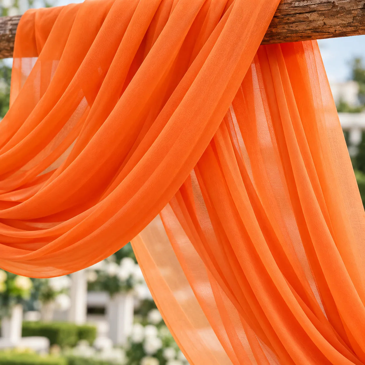 Voilage Arche Mariage Orange en Mousseline élégante