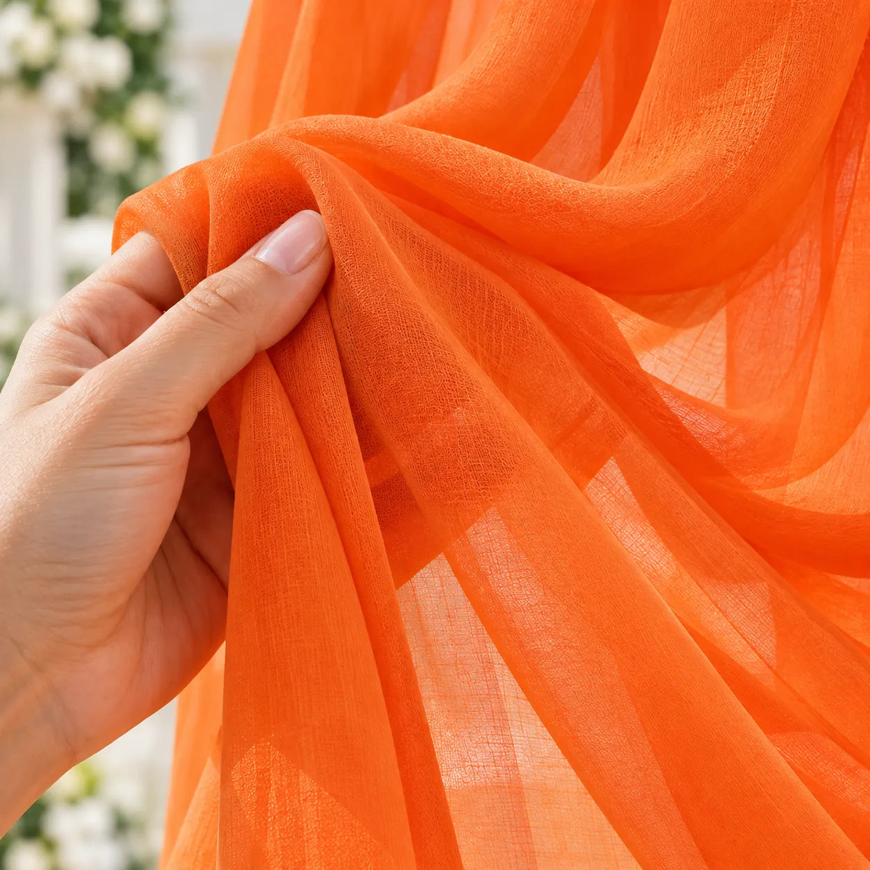 Voilage Arche Mariage Orange en Mousseline raffinée