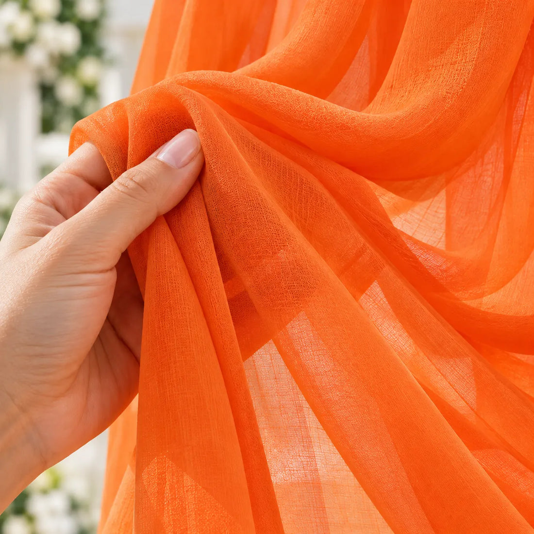 Voilage Arche Mariage Orange en Mousseline raffinée