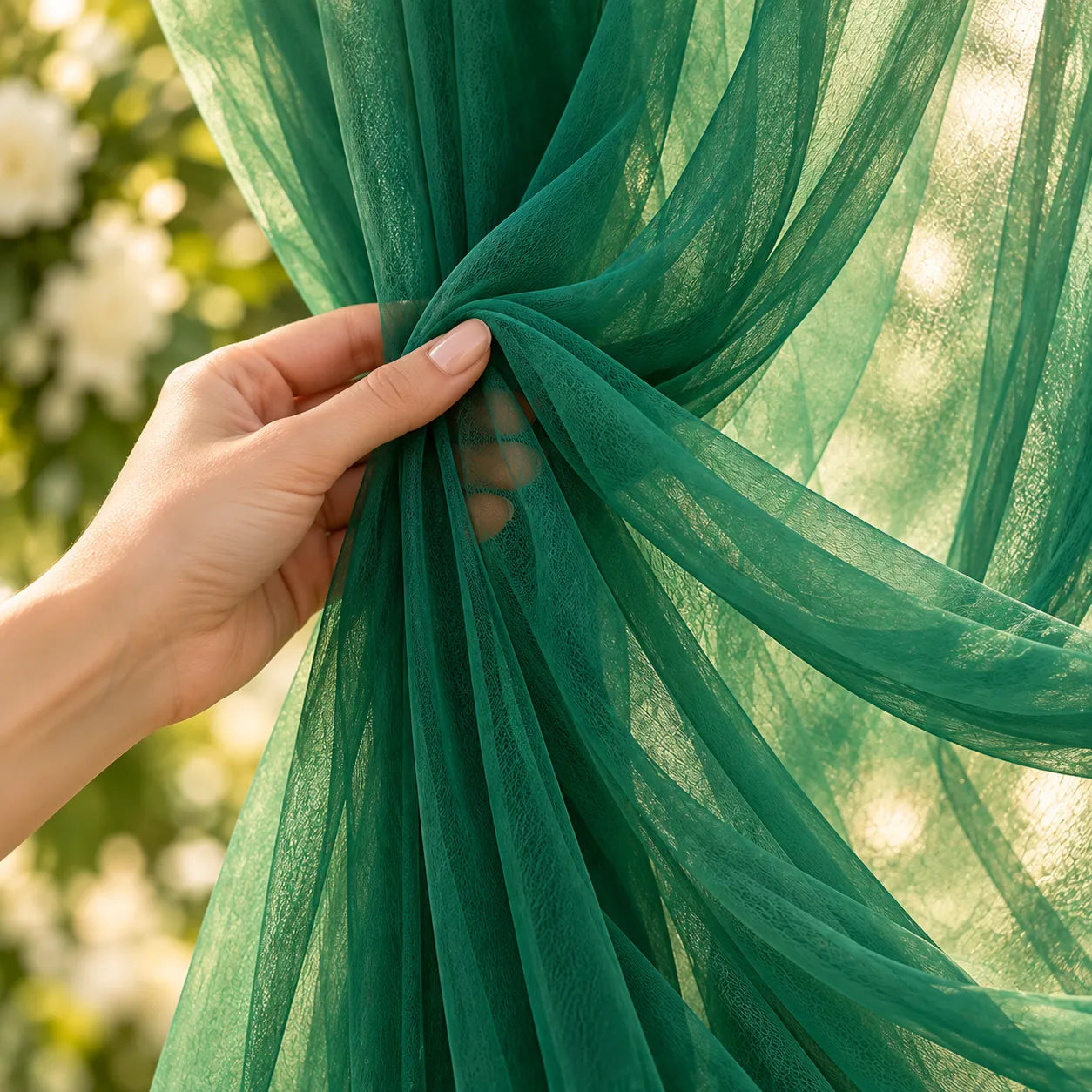 Voilage Arche Mariage Vert Émeraude en Tulle élégant