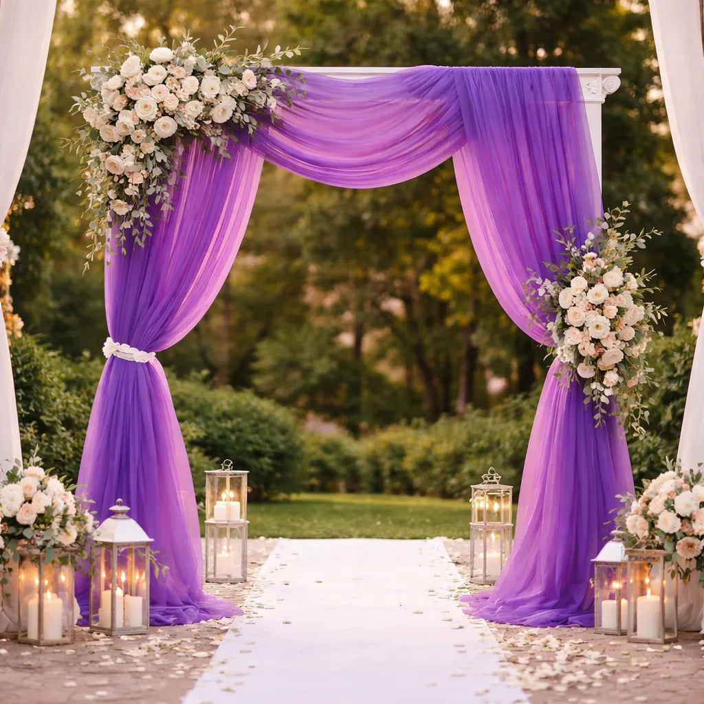 Voilage Arche Mariage Violet en Organza
