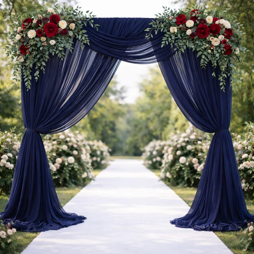 Voilage Bleu Marine pour Arche Mariage