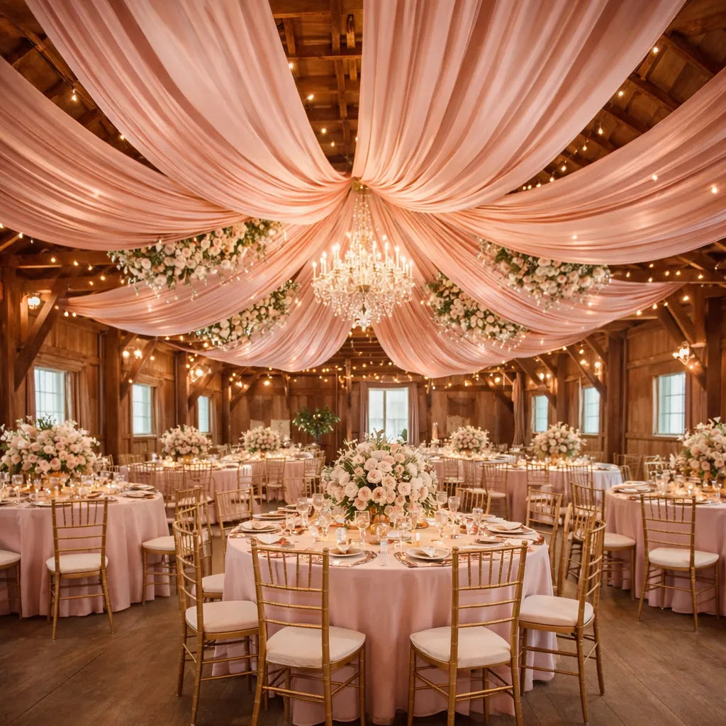 Voilage Mariage Satiné Rose Gold Plafond 
