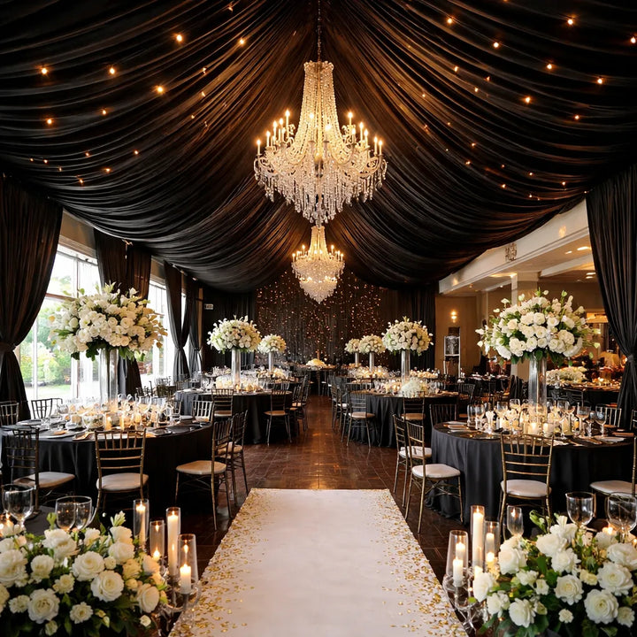 Voilage Noir Satiné Plafond Mariage