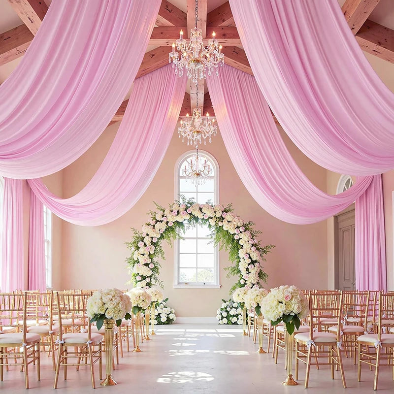 Voilage Plafond Mariage Rose Satiné romantique