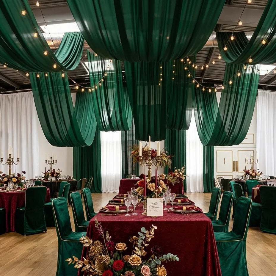 Voilage Plafond Mariage Vert Emeraude