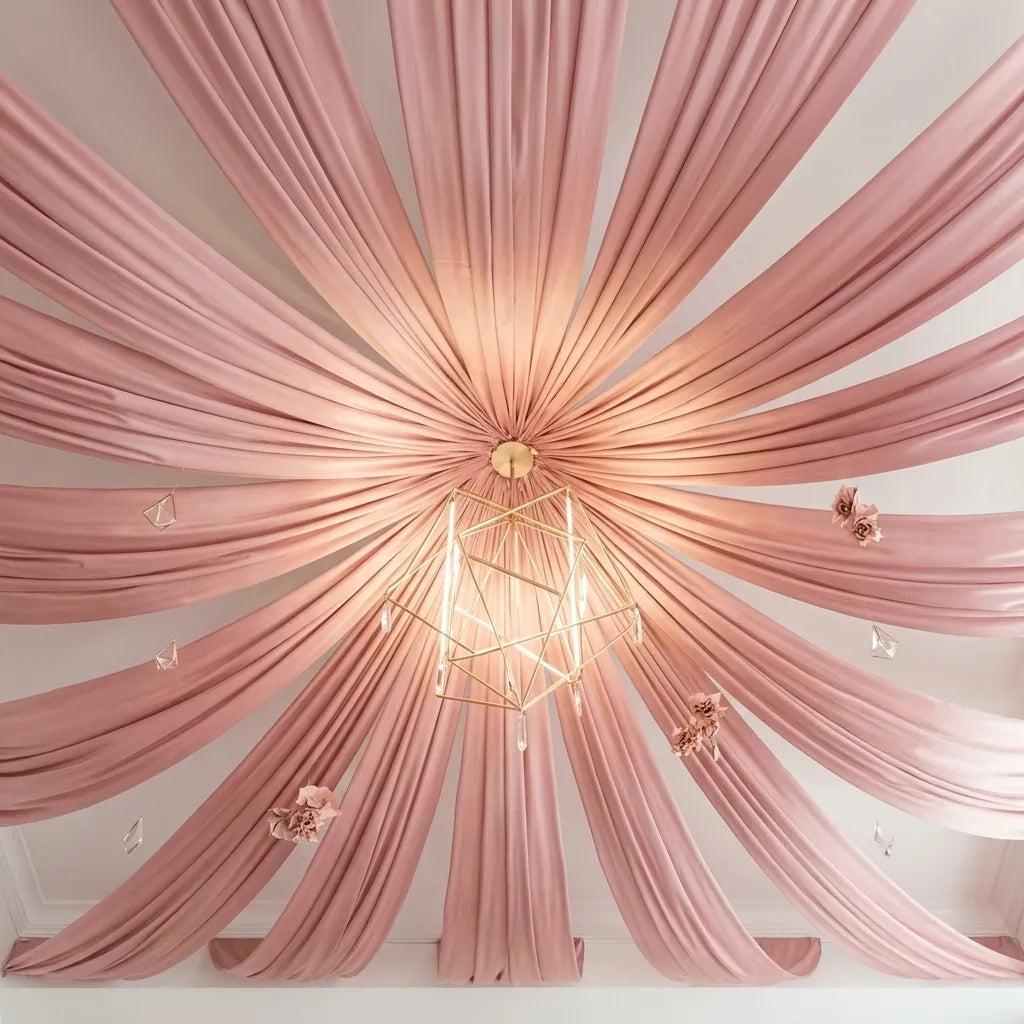 Voilage Rose Tendre en Satin pour Plafond Minimaliste