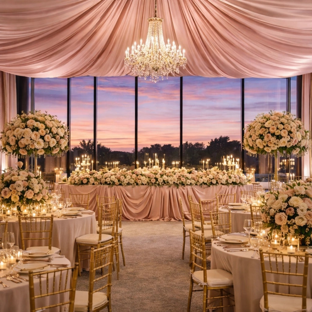 Voilage Rose Tendre en Satin pour Plafond sublime