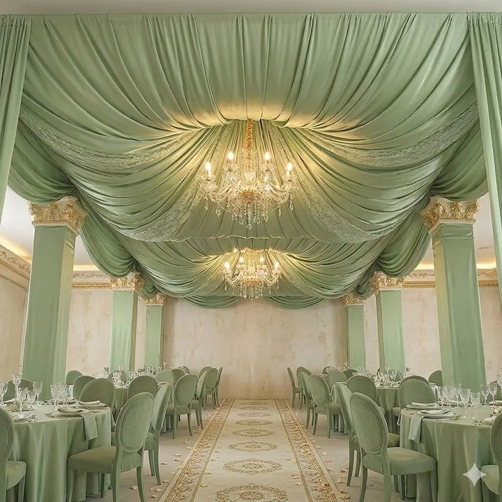 Voilage Vert Tendre Double Couche pour Plafond