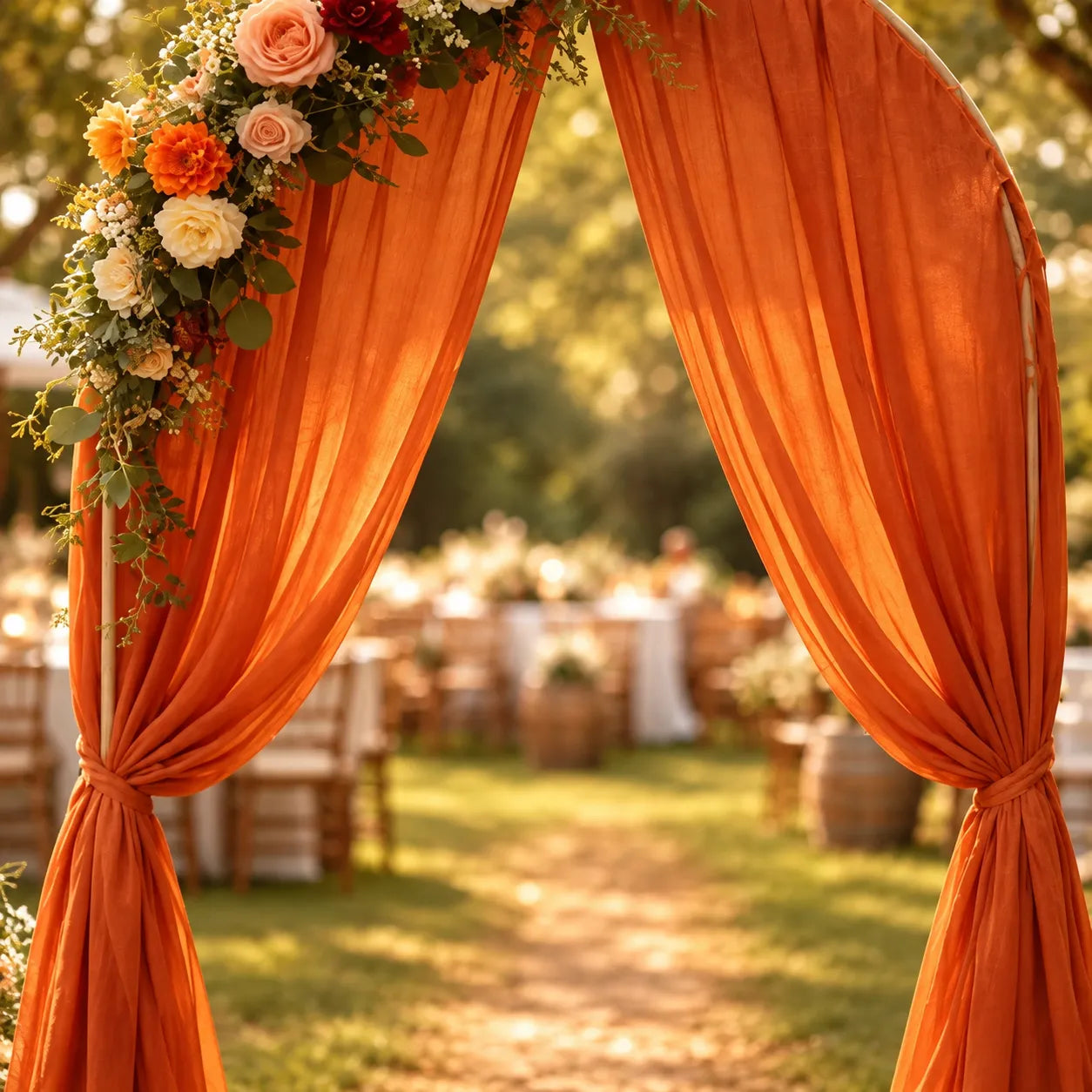 Voilage pour Arche Mariage Terracotta  élégant