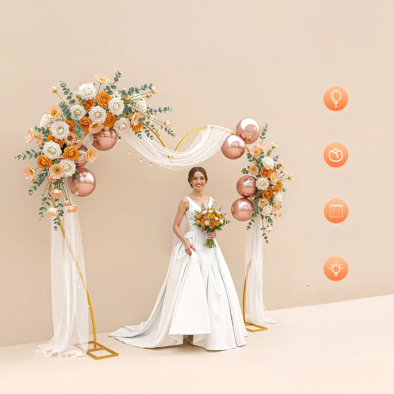 arche mariage en forme de cœur festive