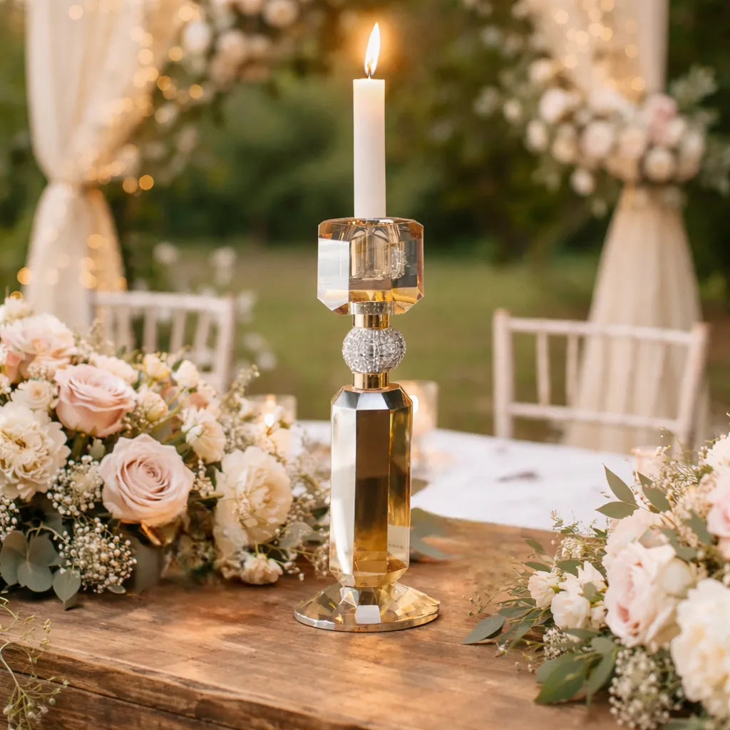 bougeoir en verre ambré mariage chic