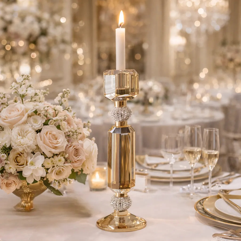 bougeoir en verre ambré mariage élégant