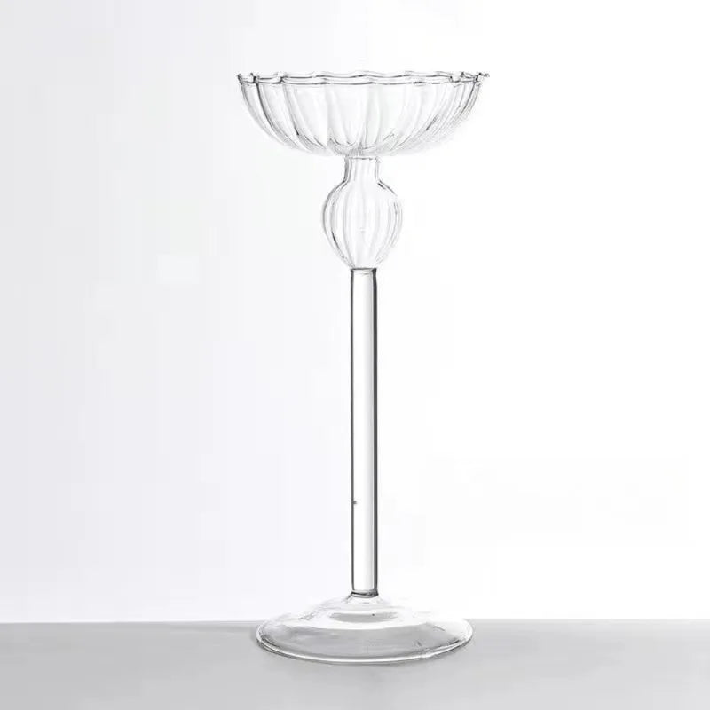 bougeoir en verre rayé mariage raffinée