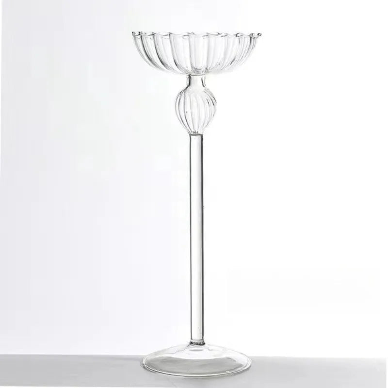 bougeoir en verre rayé mariage unique