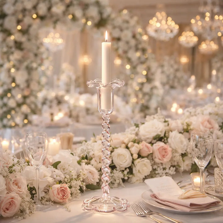 bougeoir mariage fleur en verre