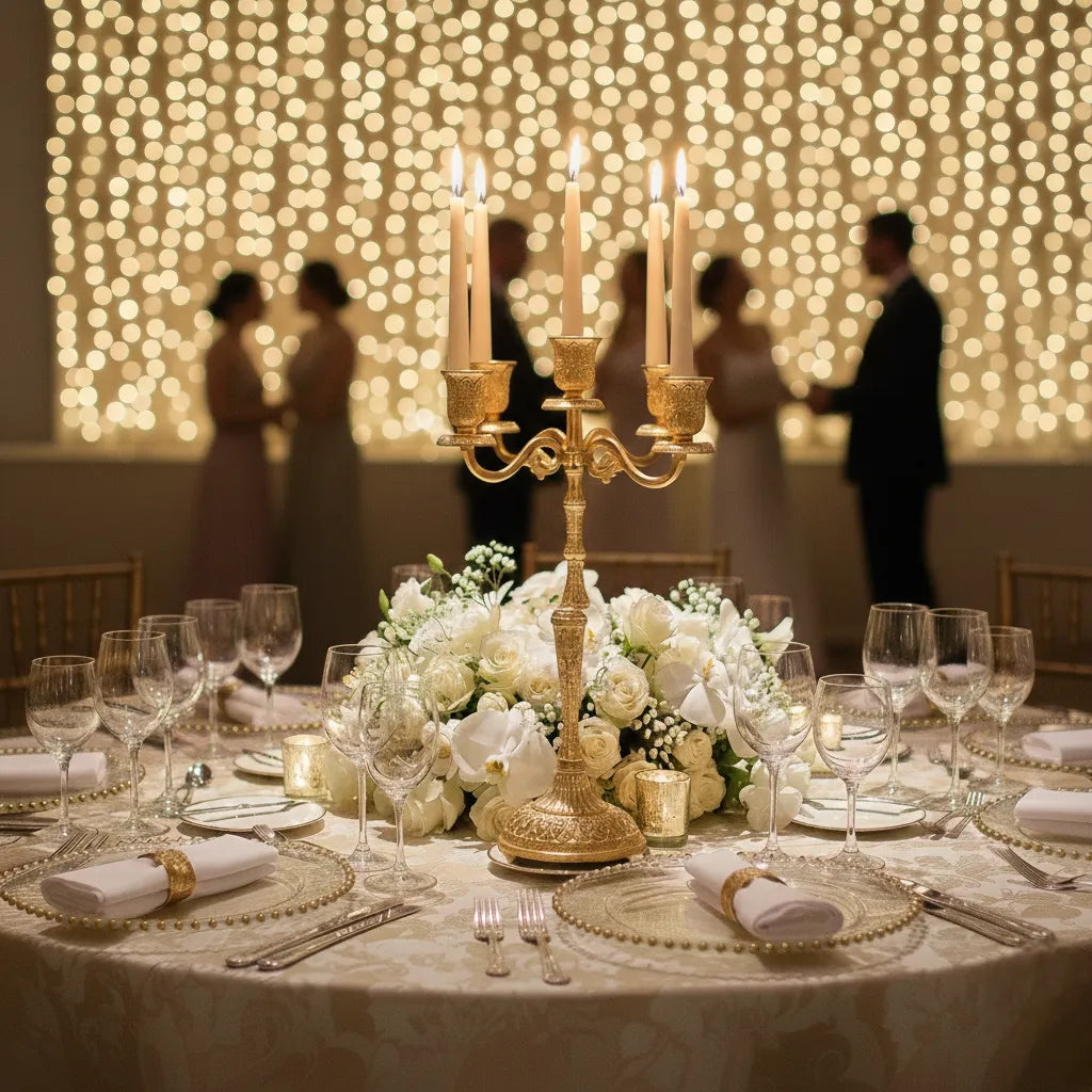 bougeoir rétro doré  et décoratif raffinée