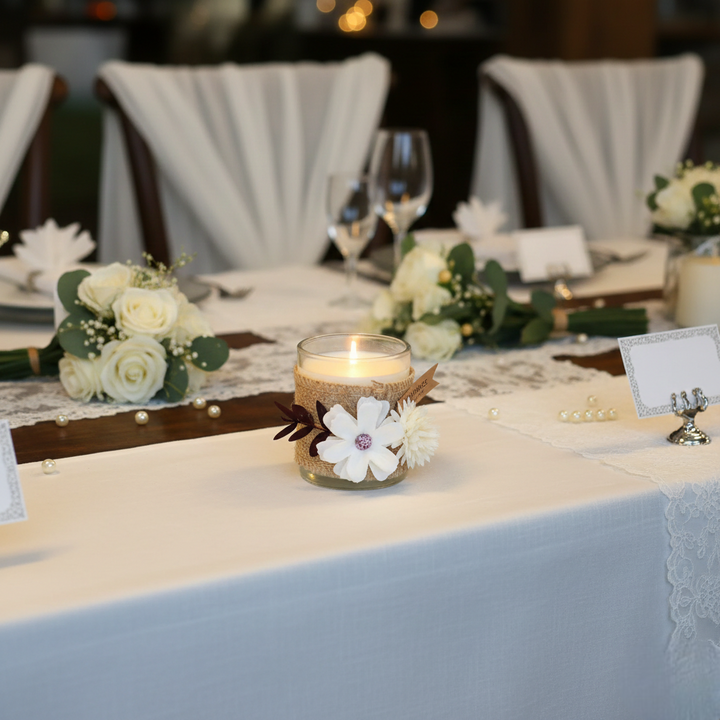 bougie en verre décorative à fleurs unique