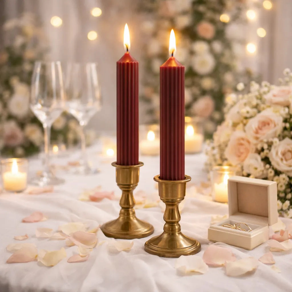 bougies mariage vintage rouge vin