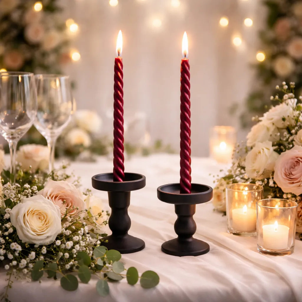 bougies spirales rouge vin élégante