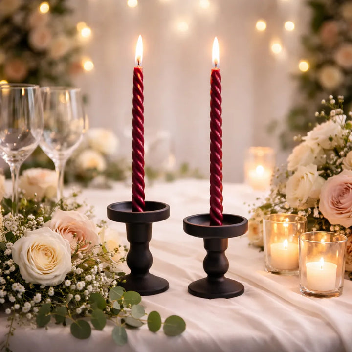 bougies spirales rouge vin élégante