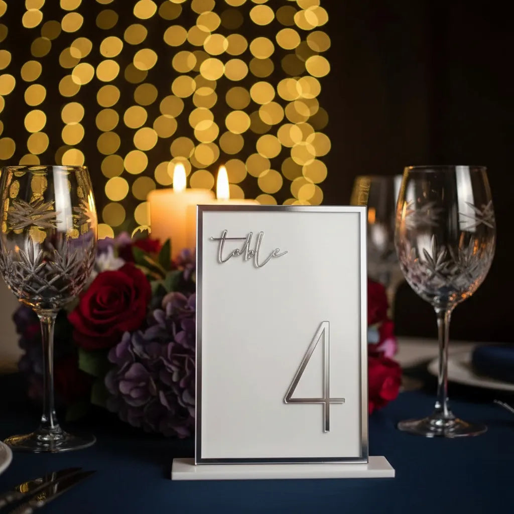 cadre numéro de table mariage épuré en acrylique spécial
