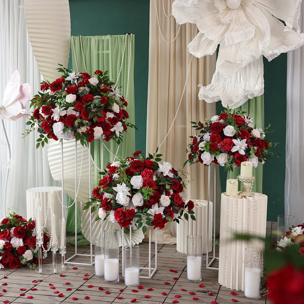 centre de table mariage rouge et blanc
