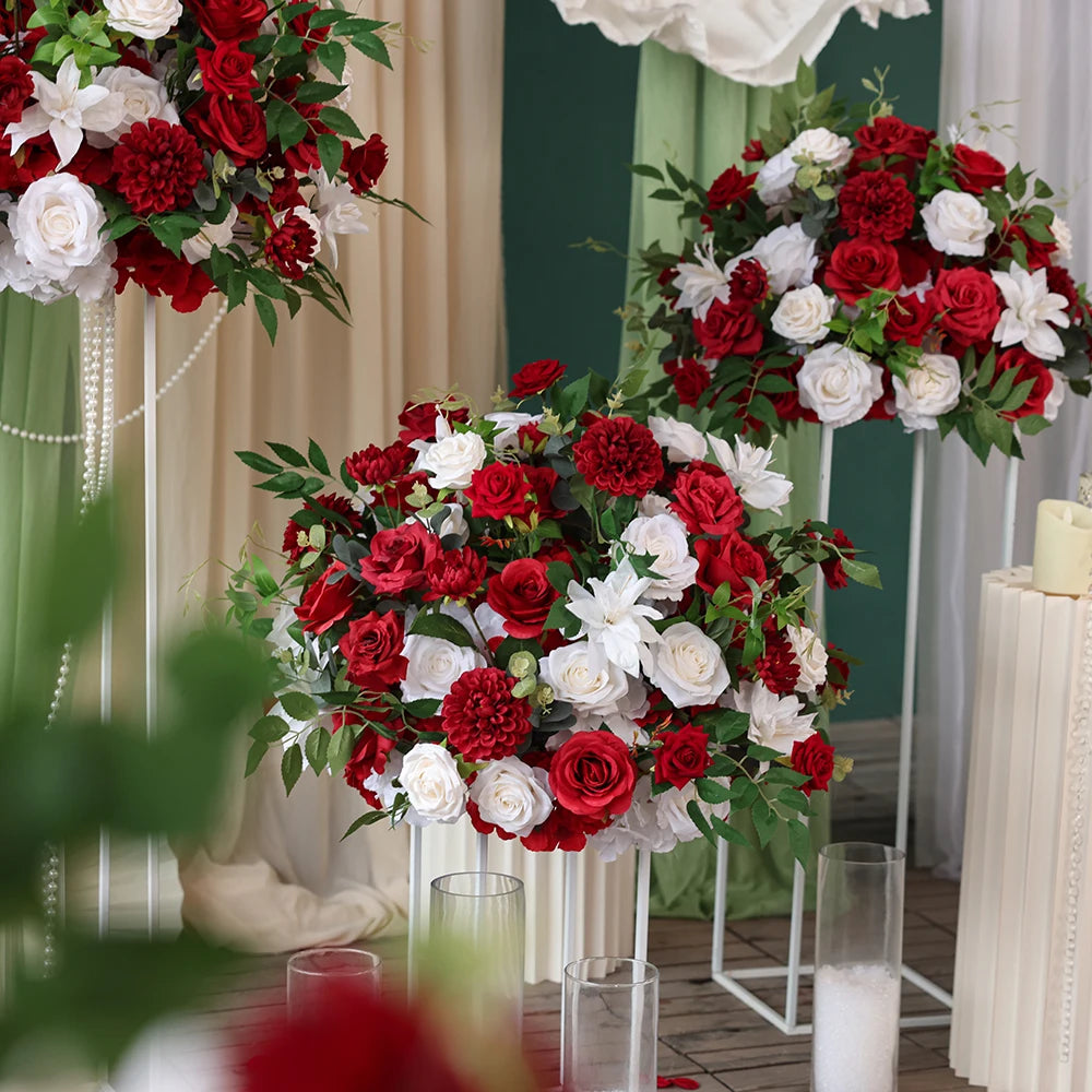 centre de table mariage rouge et blanc raffiné