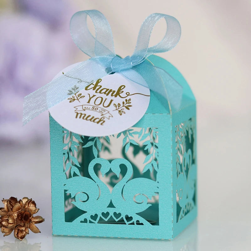 contenant à dragées cygne bleu