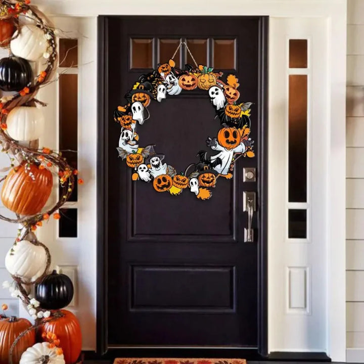 couronne citrouille halloween en bois original