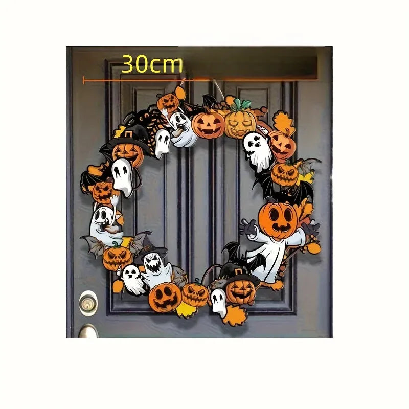 couronne citrouille halloween en bois raffinée