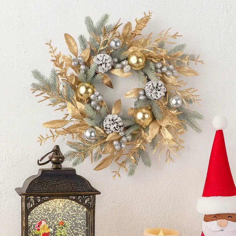 couronne de noël dorée et argentée moderne