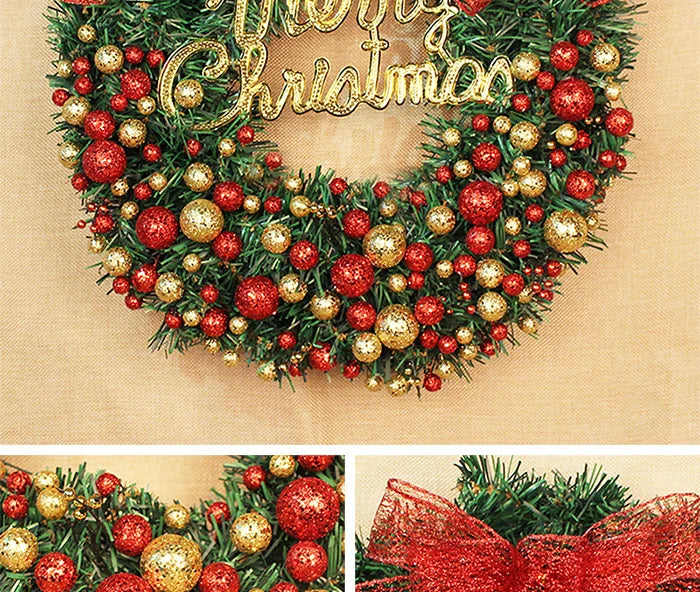 couronne de noël rouge et or festive