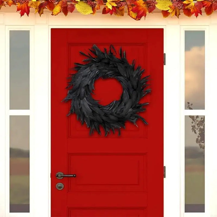 couronne de plumes noires halloween