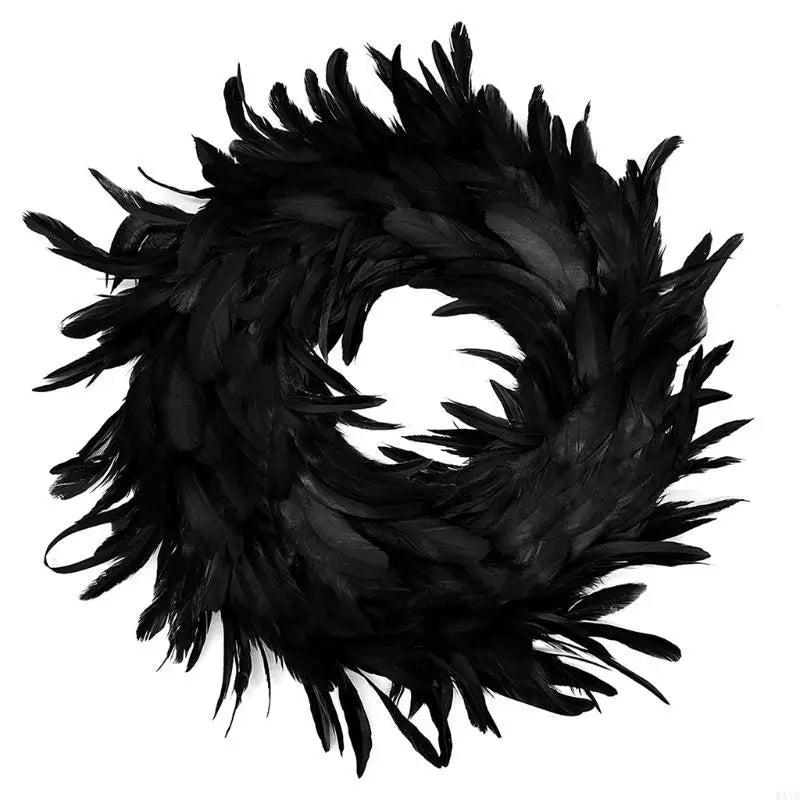 couronne de plumes noires halloween unique 