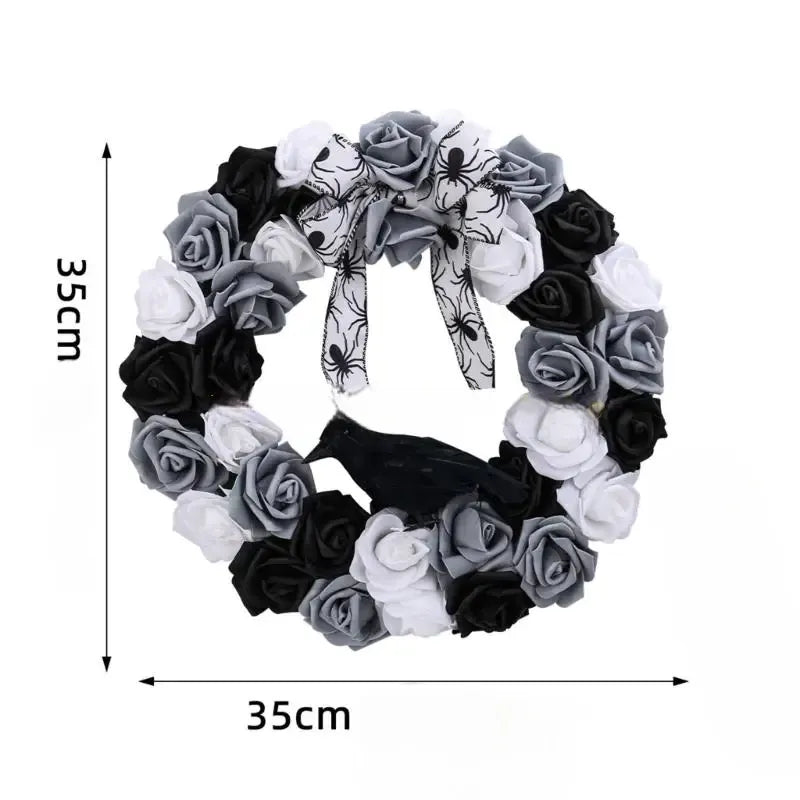 couronne de roses halloween design effrayante