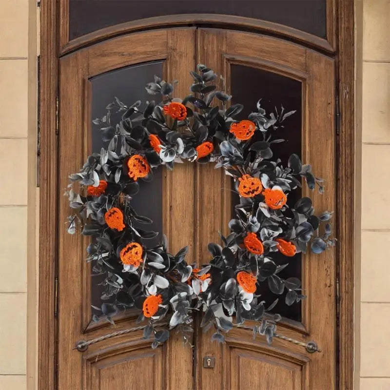 couronne halloween de feuilles et citrouilles festive chic