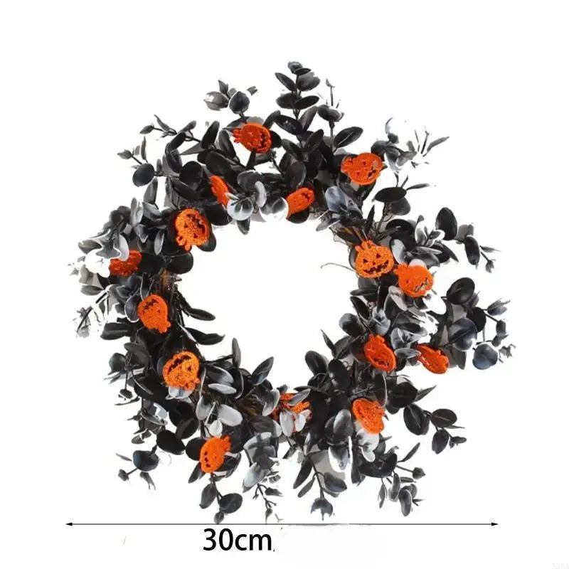 couronne halloween de feuilles et citrouilles festive original