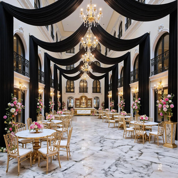 drapé plafond mariage noir