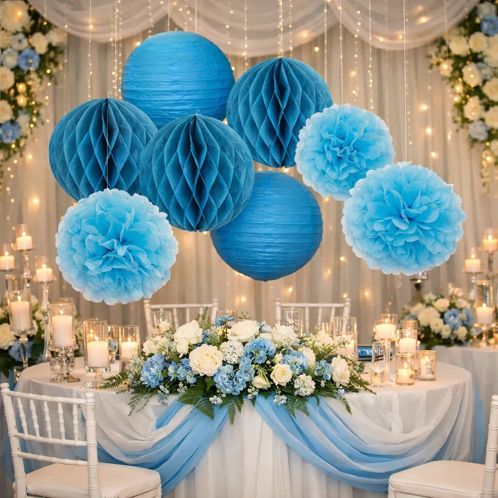 ensemble de lampions bleus mariage sublime