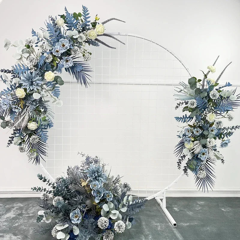 fleurs arche mariage bleues 