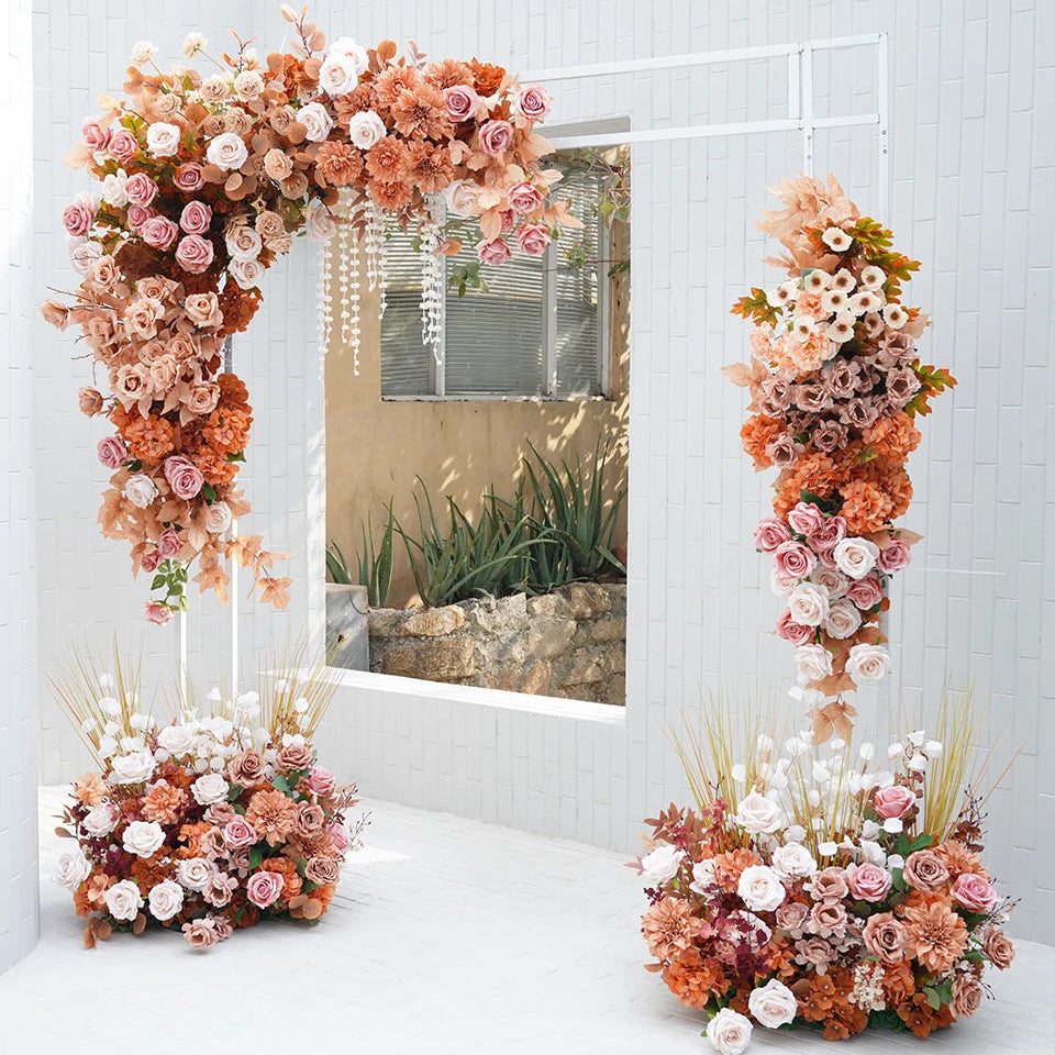 fleurs de rose artificielles pour arche mariage élégant