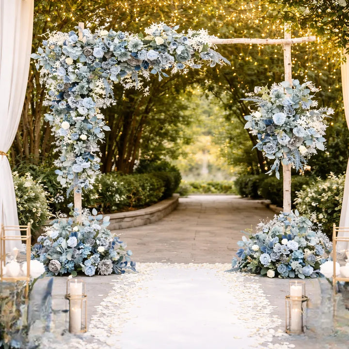 fleurs violettes artificielles arche mariage jolie