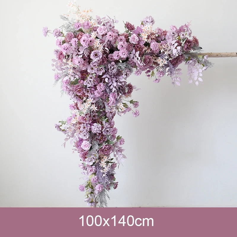 fleurs violettes artificielles arche mariage élégant