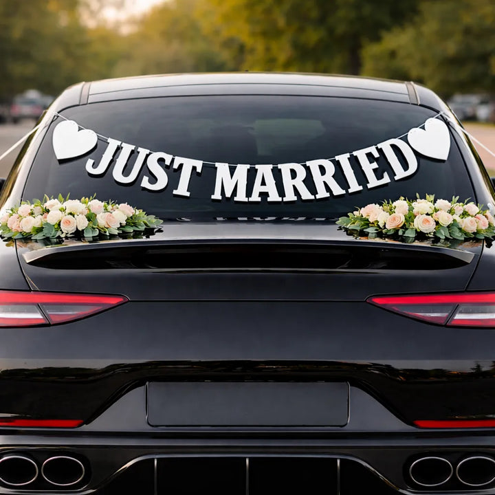 guirlande Just Married blanc voiture sublime