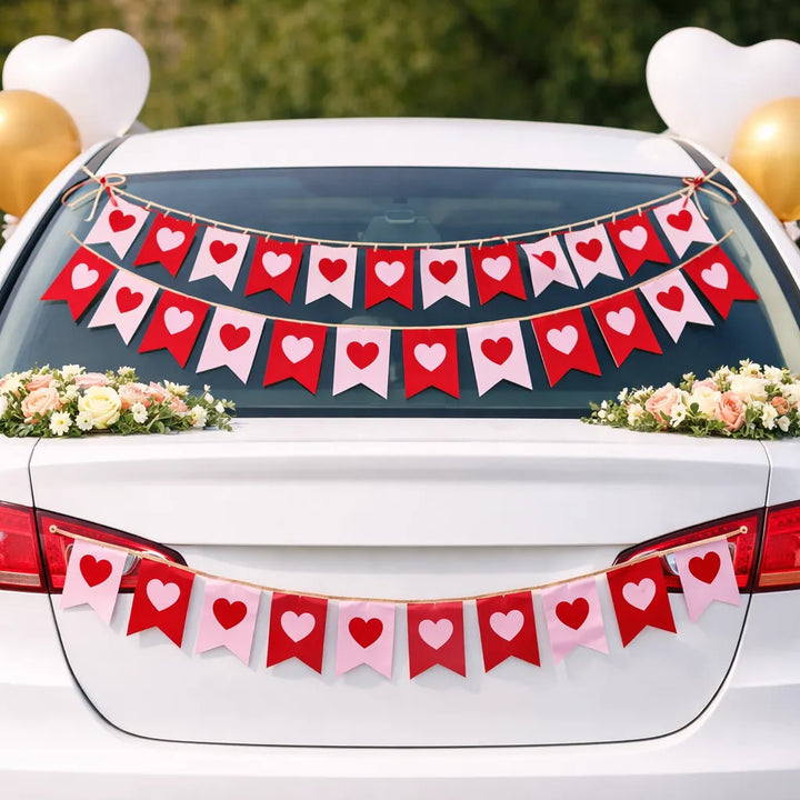 guirlande de coeurs pour voiture mariage unique